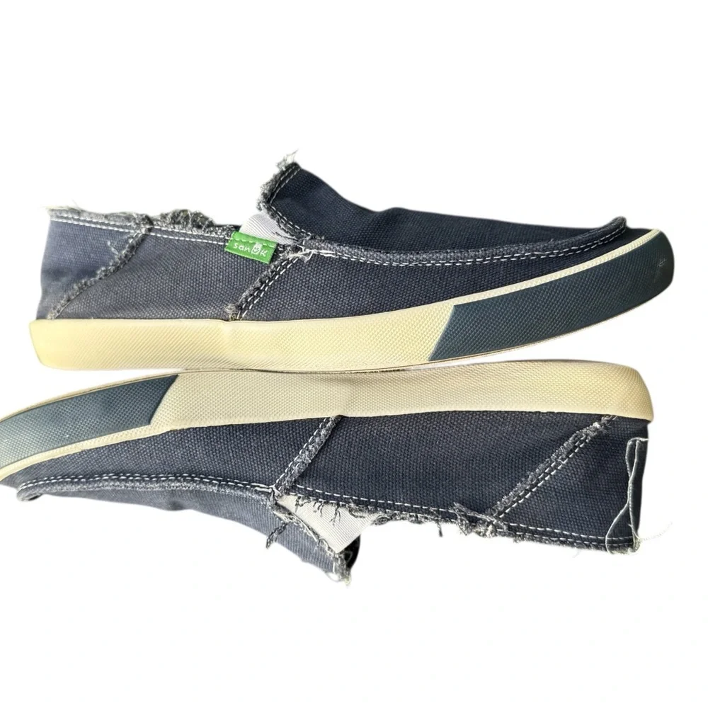Sanuk Vagabond Sidewalk Surfers Slip On Loafers Men’s‎ Size 8 Navy Canvas
